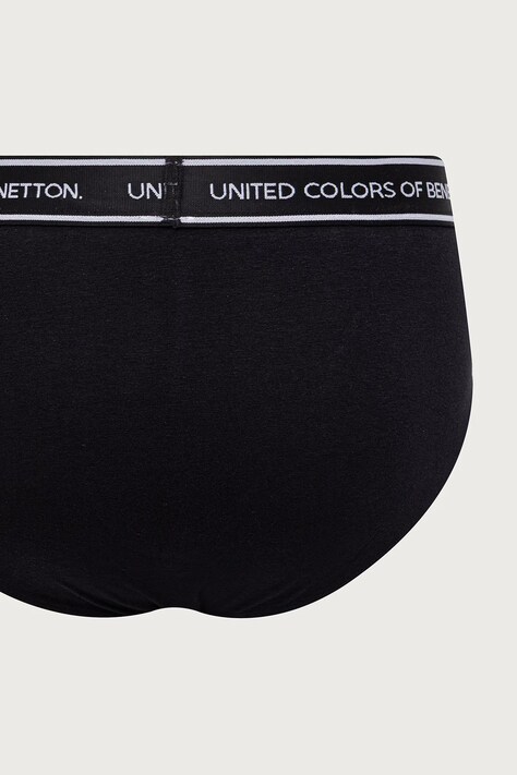 United Colors of Benetton Slipy męskie bawełniane z elastanem 2-pack czarne 3G682S00N