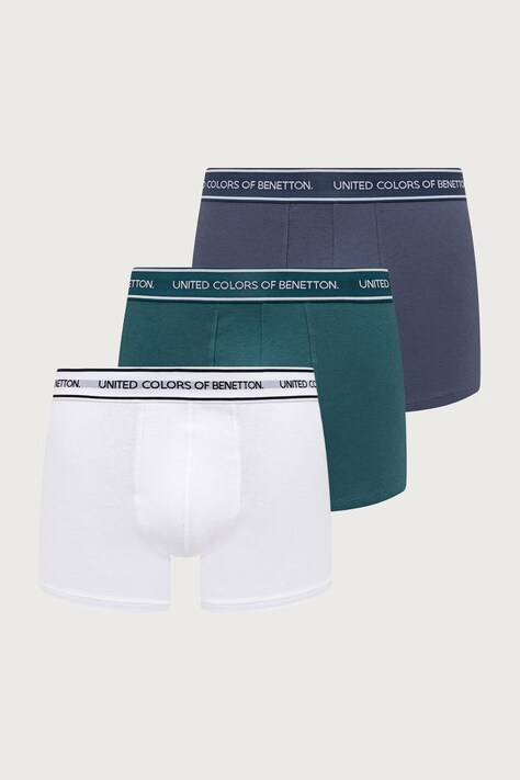 United Colors of Benetton Bokserki dopasowane męskie bawełniane z elastanem 3-pack niebieskie 3G682X01T