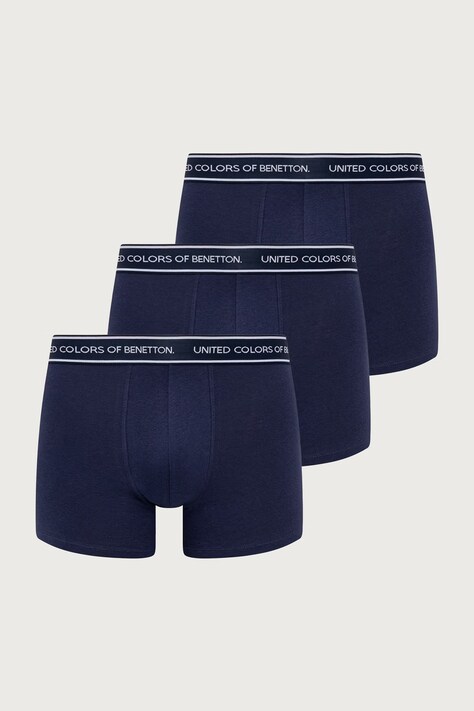 United Colors of Benetton Bokserki dopasowane męskie bawełniane z elastanem 3-pack granatowe 3G682X01T
