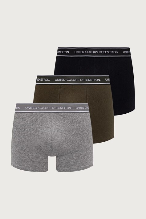 United Colors of Benetton Bokserki dopasowane męskie bawełniane z elastanem 3-pack szare 3G682X01T