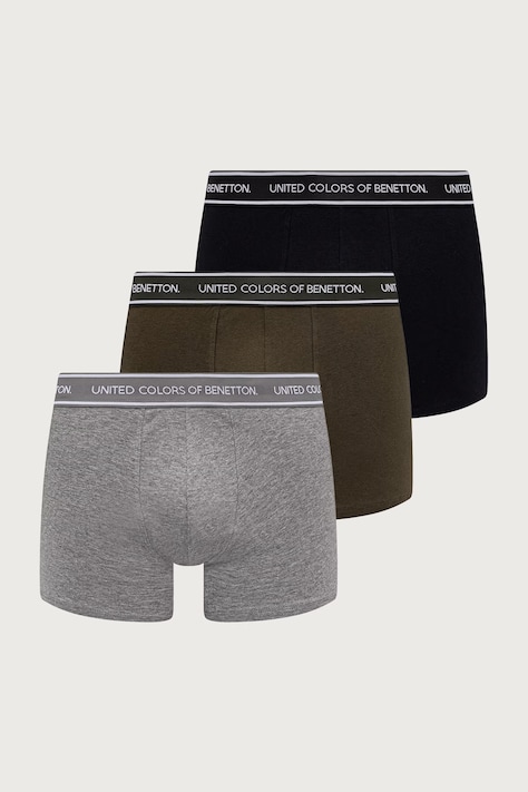 United Colors of Benetton Bokserki dopasowane męskie bawełniane z elastanem 3-pack szare 3G682X01T