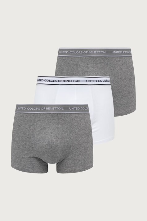 United Colors of Benetton Bokserki dopasowane męskie bawełniane z elastanem 3-pack szare 3G682X01T