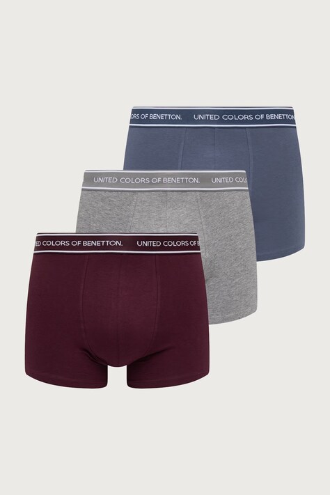 United Colors of Benetton Bokserki dopasowane męskie bawełniane z elastanem 3-pack szare 3G682X01T