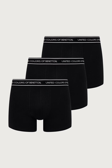 United Colors of Benetton Přiléhavé boxerky pánské bavlněné s elastanem 3-pack černé 3G682X01T
