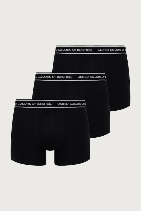 United Colors of Benetton Přiléhavé boxerky pánské bavlněné s elastanem 3-pack černé 3G682X01T