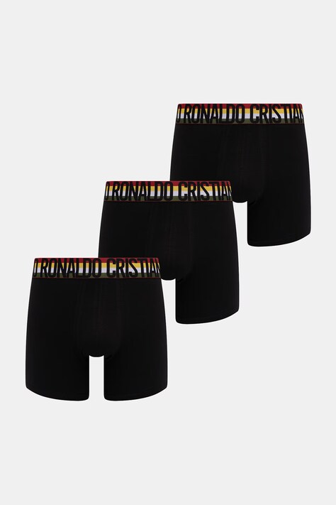 CR7 Cristiano Ronaldo boksarice moške z bombažem x WORLD CUP 26 paket 3 kosov črne 8100-49-2793