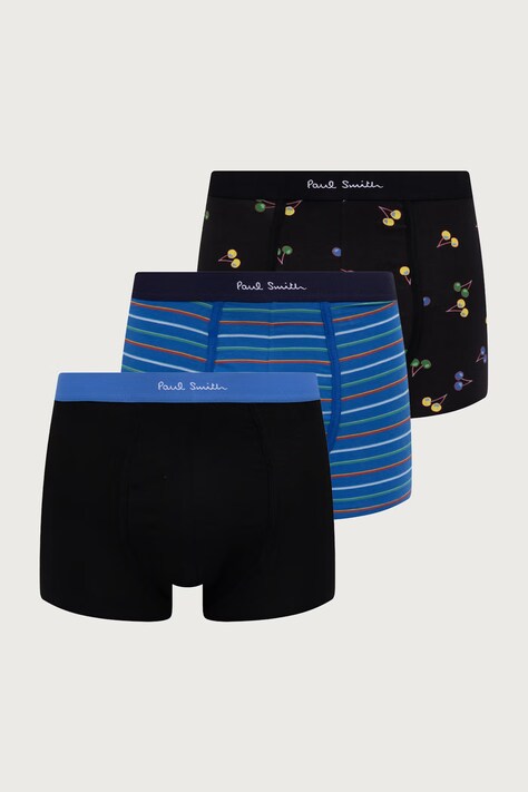 Paul Smith Bokserki dopasowane męskie bawełniane z elastanem 3-pack czarne M1A-914-W3PK95