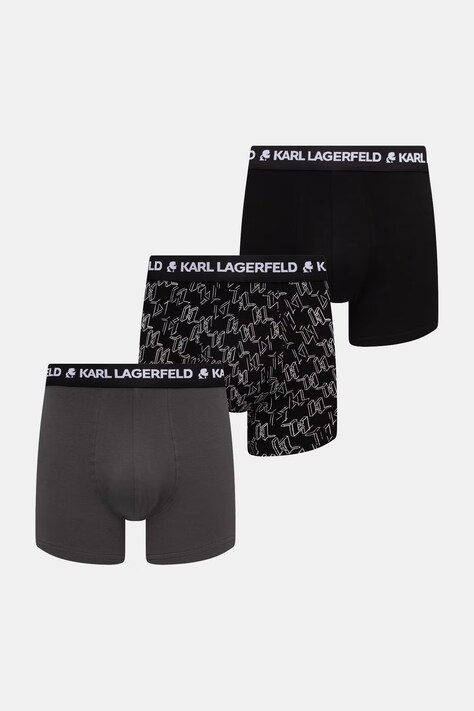 Karl Lagerfeld uske bokserice za muškarce od pamuka s elastanom MONOGRAM 3-pack crne B3M47030