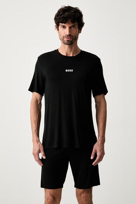 BOSS pyžamo pánske z viskózy Pique Short čierne 50566959