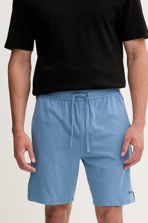 BOSS szorty piżamowe męskie bawełniane z elastanem Unique Shorts niebieskie 50566956