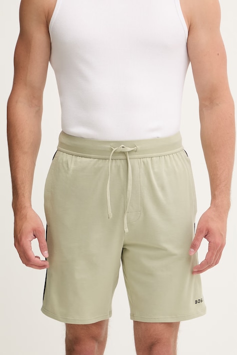 BOSS szorty piżamowe męskie bawełniane z elastanem Unique Shorts zielone 50566956