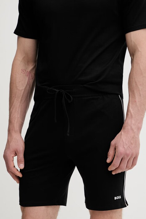 BOSS szorty piżamowe męskie bawełniane z elastanem Unique Shorts czarne 50566956