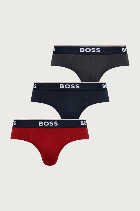 BOSS Slipy pánske bavlnené s elastanom 3-pak červené 50554683