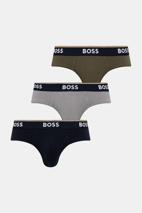 BOSS slipy pánské bavlněné s elastanem Brief 3-pack modré 50554683