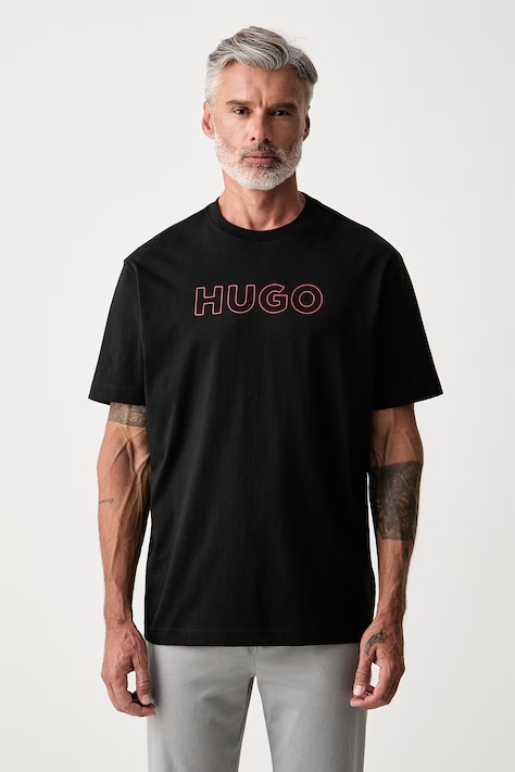 HUGO T-shirt piżamowy męski bawełniany EZRA T-SHIRT czarny 50566114