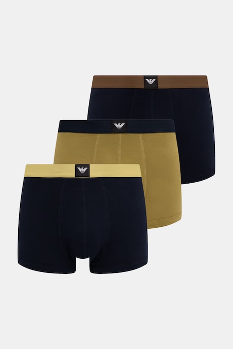 Emporio Armani Underwear bokserki męskie bawełniane z elastanem 3-pack granatowe EM002205.AF25033