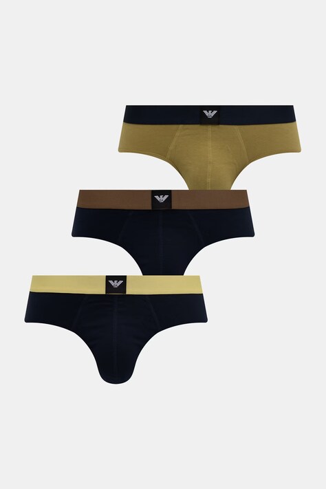 Emporio Armani Underwear slipy pánske s bavlnou 3-pak tmavomodré EM002154.AF25033