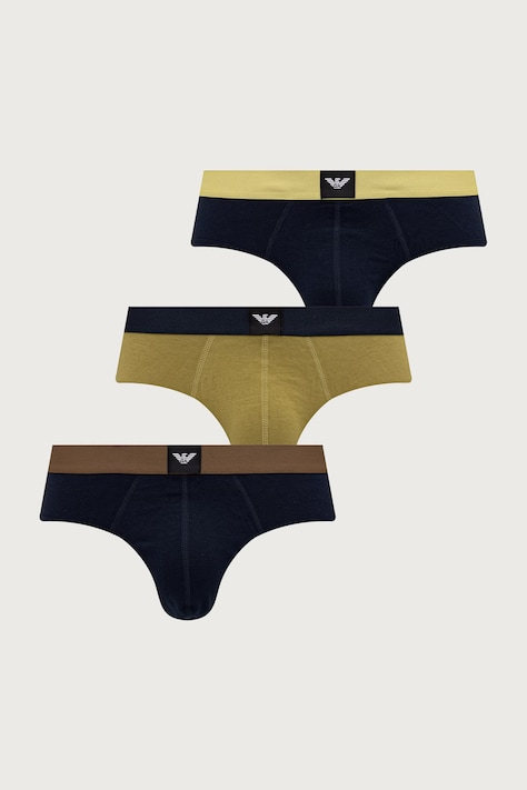 Emporio Armani Underwear slipy pánske s bavlnou 3-pak tmavomodré EM002154.AF25033