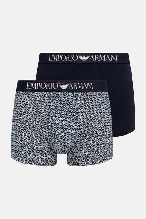 Emporio Armani Underwear bokserki dopasowane męskie bawełniane z elastanem 2-pack granatowe EM001014.AF25040
