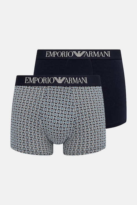 Emporio Armani Underwear bokserki dopasowane męskie bawełniane z elastanem 2-pack granatowe EM001014.AF25040