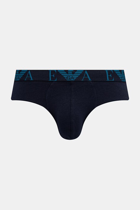 Emporio Armani Underwear slipy męskie bawełniane z elastanem 3-pack niebieskie EM000258.AF25018