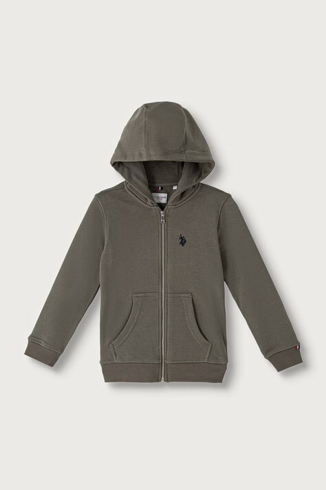 U.S. Polo Assn. Bluza rozpinana z kapturem dziecięca z bawełną zielona USP4413