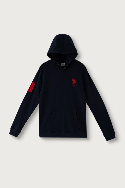 U.S. Polo Assn. Μπλούζα με κουκούλα παιδική με βαμβάκι σκούρα μπλε USP4410