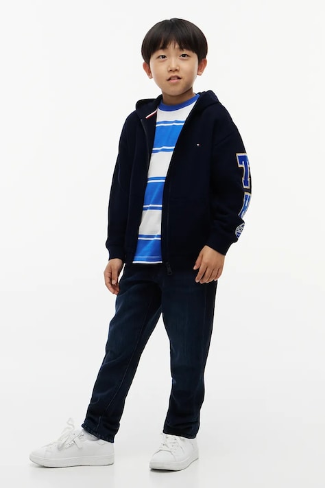 Tommy Hilfiger Bluza rozpinana z kapturem dziecięca bawełniana granatowa KB0KB10632
