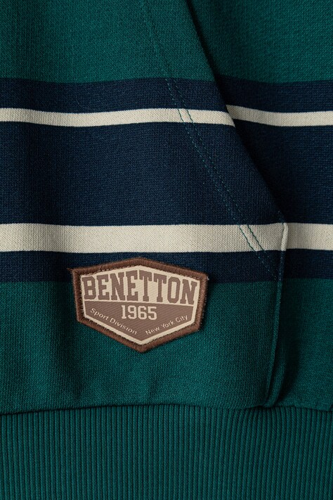 United Colors of Benetton Bluza z kapturem dziecięca bawełniana turkusowa 3KHYC205W