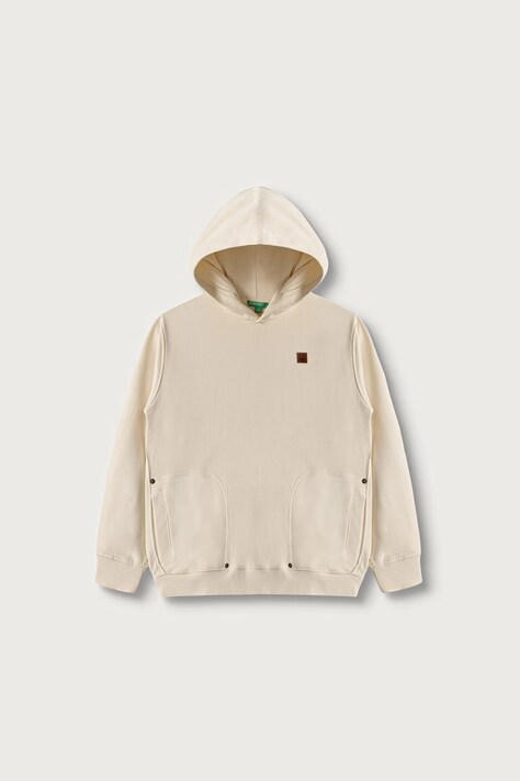United Colors of Benetton Felpa con cappuccio per bambini in cotone beige 3NBMC205Q