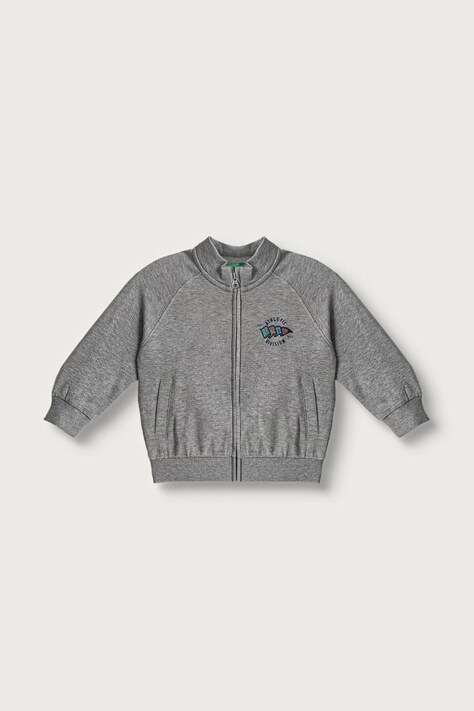 United Colors of Benetton Bluza rozpinana dziecięca bawełniana szara 3J70G504I