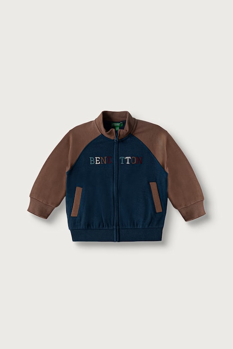 United Colors of Benetton Mikina na zips detská bavlnená tmavomodrá 3J70G504I