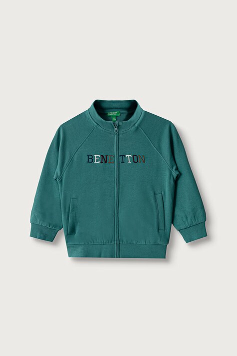 United Colors of Benetton Mikina na zips detská bavlnená tyrkysová 3J70G504I