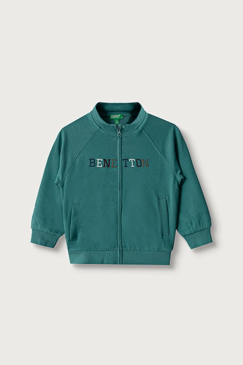 United Colors of Benetton Mikina na zips detská bavlnená tyrkysová 3J70G504I