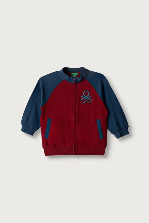 United Colors of Benetton Mikina na zips detská bavlnená burgundská 3J70G504I
