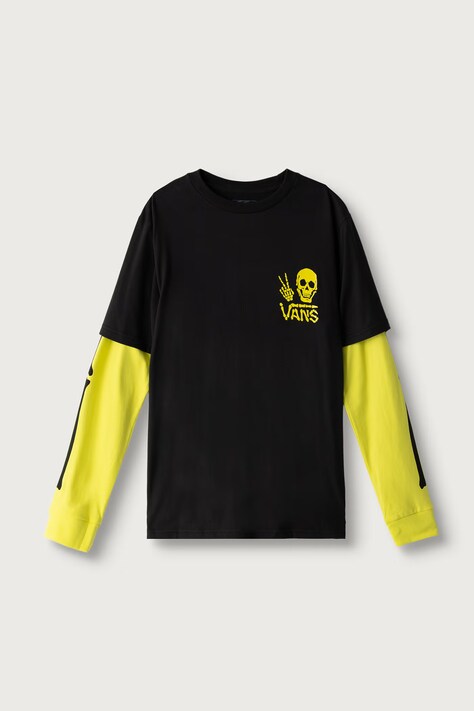 Vans Tričko s dlhým rukávom detské bavlnené Arm Bones Twofer čierne VN000WA8