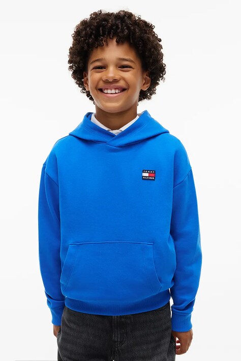 Tommy Hilfiger bluza z kapturem dziecięca bawełniana niebieska KS0KS00772