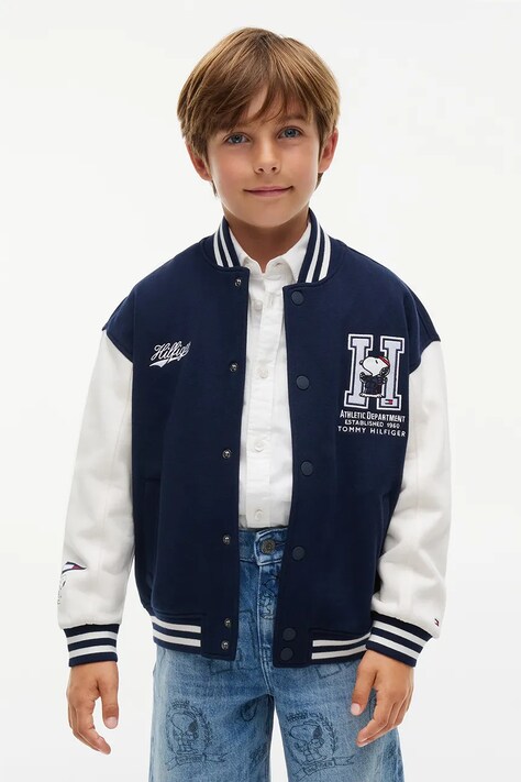 Tommy Hilfiger Bluza rozpinana dziecięca bawełniana x Peanuts granatowa KS0KS00765