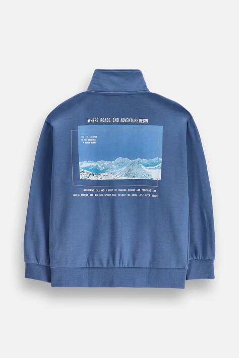 Coccodrillo Суичър с цип за деца с памук син WINTER ADVENTURE BOY JUNIOR