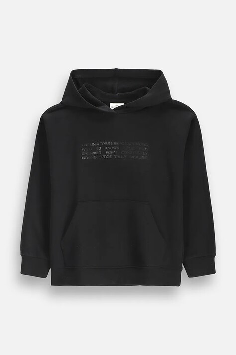 Coccodrillo Bluza z kapturem dziecięca z bawełną czarna GALACTIC RACE BOY JUNIOR