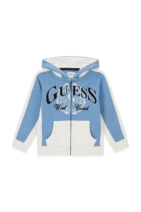 Guess Bluza rozpinana z kapturem dziecięca bawełniana niebieska N6BQ04 K6113