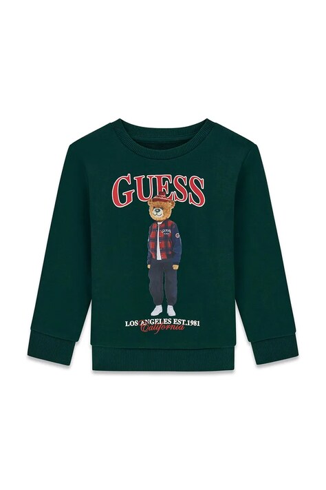 Guess Bluza dziecięca bawełniana zielona N6BQ03 K6112