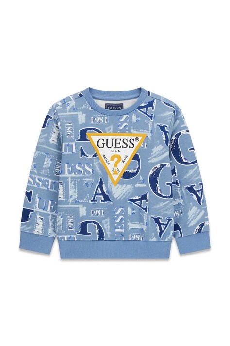 Guess Bluza z kapturem dziecięca bawełniana niebieska N6BQ02 K6111