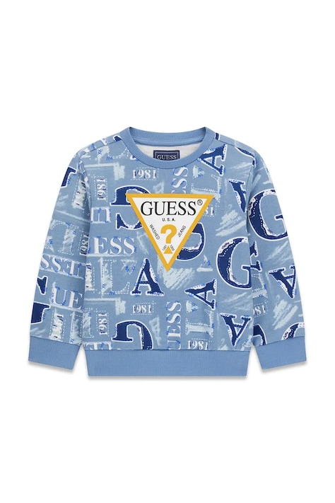 Guess Bluza z kapturem dziecięca bawełniana niebieska N6BQ02 K6111