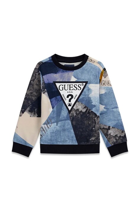 Guess Bluza z kapturem dziecięca bawełniana niebieska N6BQ02 K6111