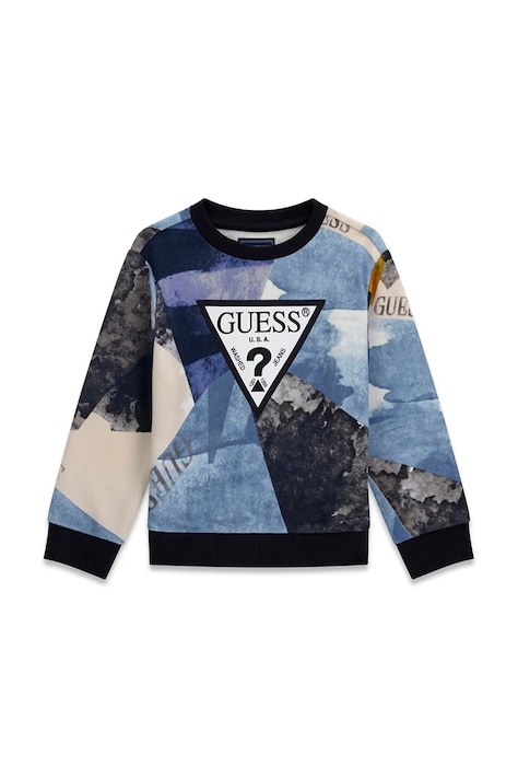 Guess Bluza z kapturem dziecięca bawełniana niebieska N6BQ02 K6111