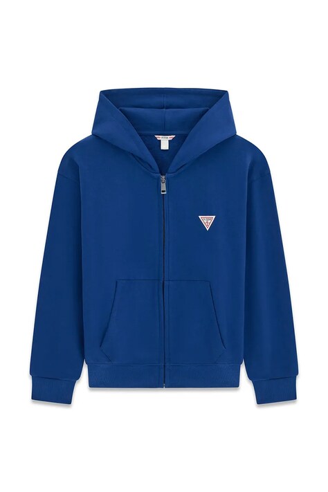 Guess Bluza rozpinana z kapturem dziecięca bawełniana niebieska L6BQ20 K8106