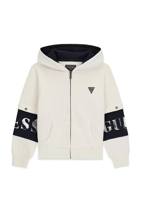 Guess Bluza rozpinana z kapturem dziecięca bawełniana szara L6BQ17 K8045