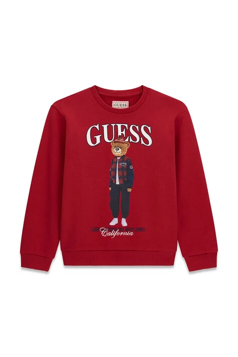 Guess Bluza dziecięca bawełniana czerwona L6BQ14 K6130