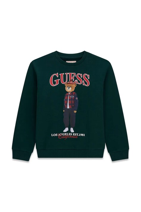 Guess Bluza dziecięca bawełniana zielona L6BQ14 K6130